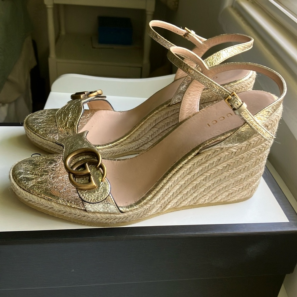 Gucci Gold Women's Wedge Sandals
